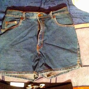 Women's Jean shorts. (1) Black, (1) Dark Denim, (1) Light Stone Wash